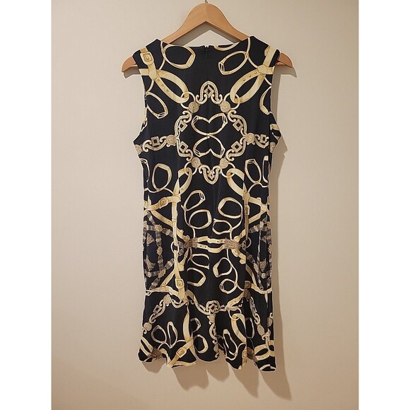 J. McLaughlin Dress Black/Gold Chain Equestrian Print Catalina Sleeveless XL - Picture 5 of 9